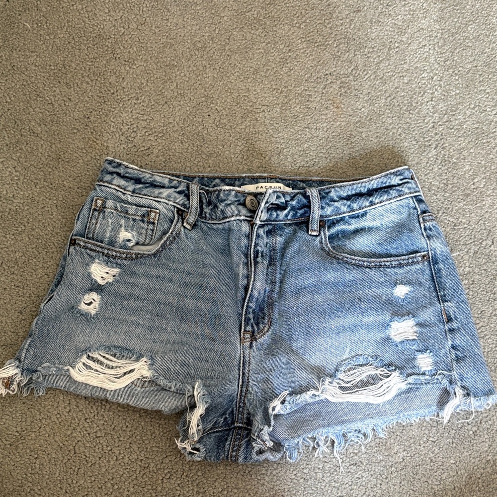 PacSun Light Blue Ripped Jean Shorts